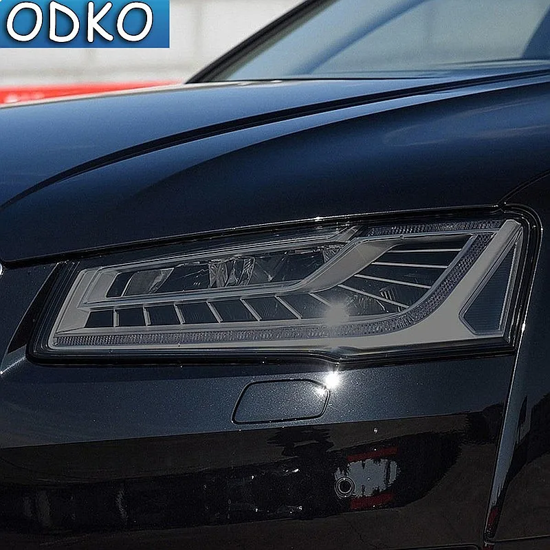 2Pcs Car Headlight Protective Film Smoked Black TPU Sticker For Audi A4 8V A3 B8 B9 A5 A6 C8 A7 A8 D4 TT E-tron R8 Accessories