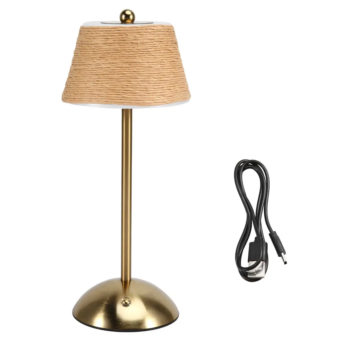 AA19 Boho Rattan Table Lamp,LED Rechargeable Reading Lights,3 Color Touch Control Dimmable Bedside Lamps Living Room