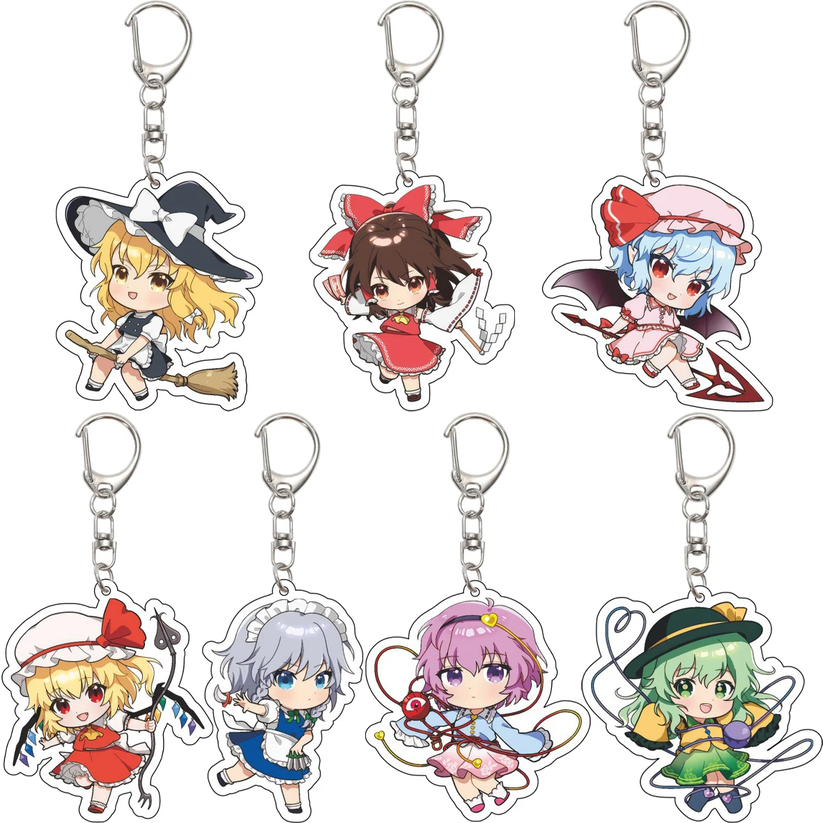 55MM Schlüsselanhänger Anime ‌ Spiel Touhou Project Hakurei Reimu Kirisame Marisa Izayoi Sakuya Konpaku Youmu Acryl-Schlüsselanhänger Niedliche Geschenke