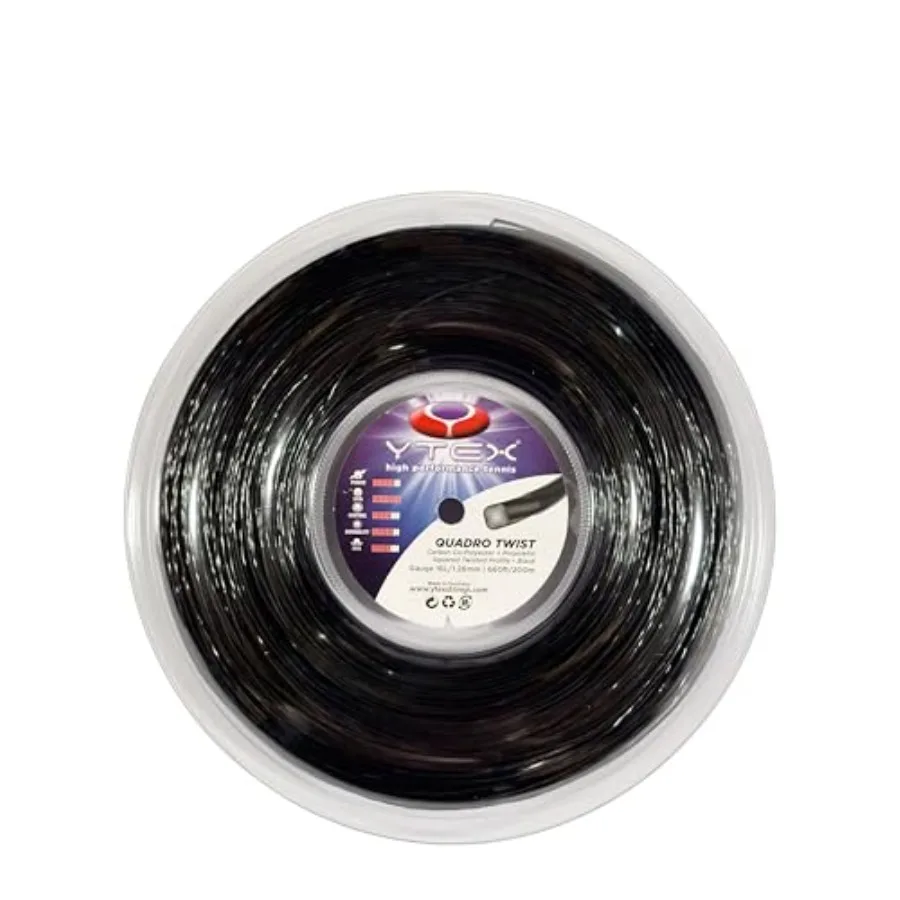 

Quadro Twist Black Tennis Racquet String Set and Reel 16g for Sports Training and Matches Durable High-Tension Polyester Materi