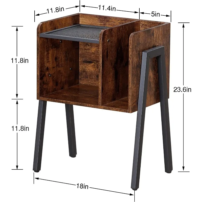 Table de oral et Empilable avec Compartiments de Rangement Ouverts à 2 Niveaux, Meuble d'Accent Marron pour Chambre à Coucher et Salon, Paquet de 2