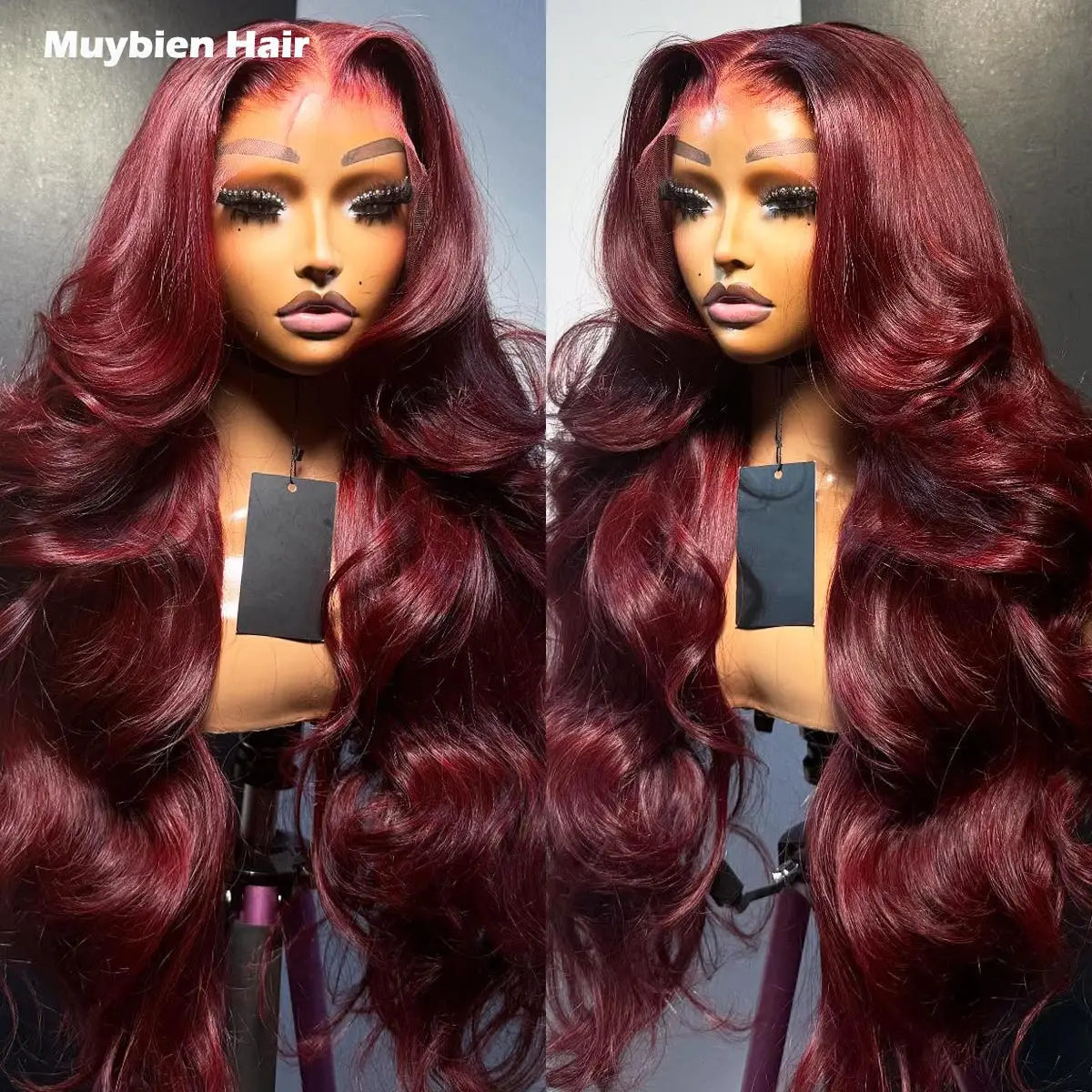 

Натуральный парик из человеческих волос 13x6 Real HD Lace Front 99j Burgundy, предварительно сформированный, без клея, винного цвета, 13x4 HD Lace Front парик для женщин, плотность 450%