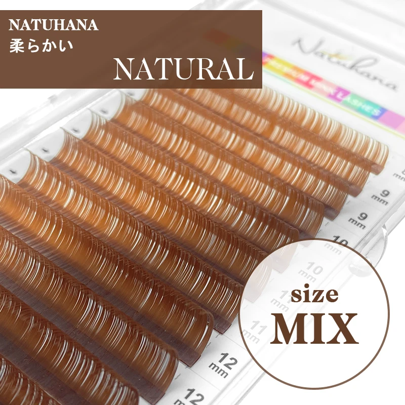 NATUHANA Colored Eyelash Extension Individual Colorful Lash for makeup Melard Color Eyelashes Brown Color Faux Lashes