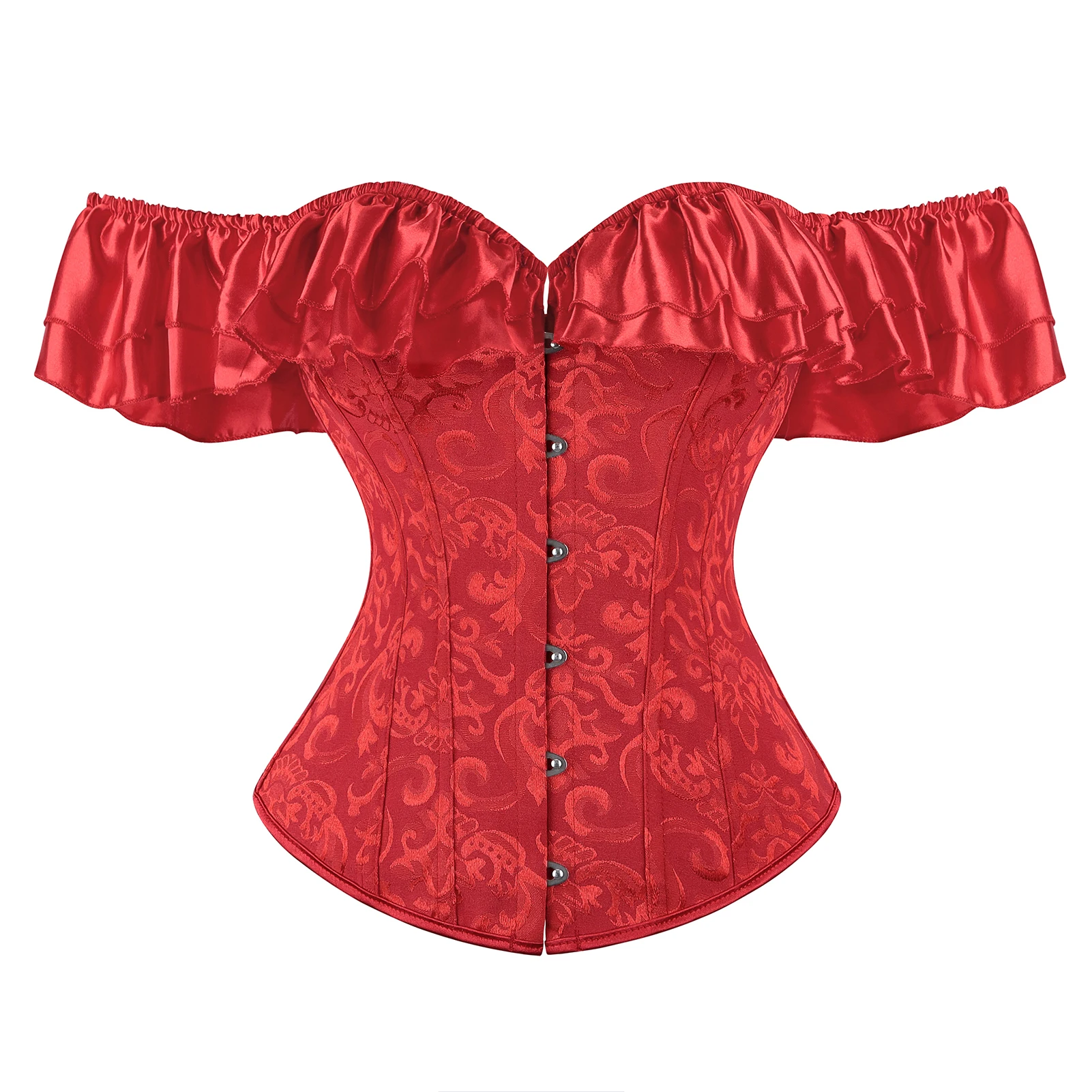 Women Sexy Corset Bustier Top Plus Size For Women Vintage Jacquard Floral Sleeves Cosplay Shapewear - view 6