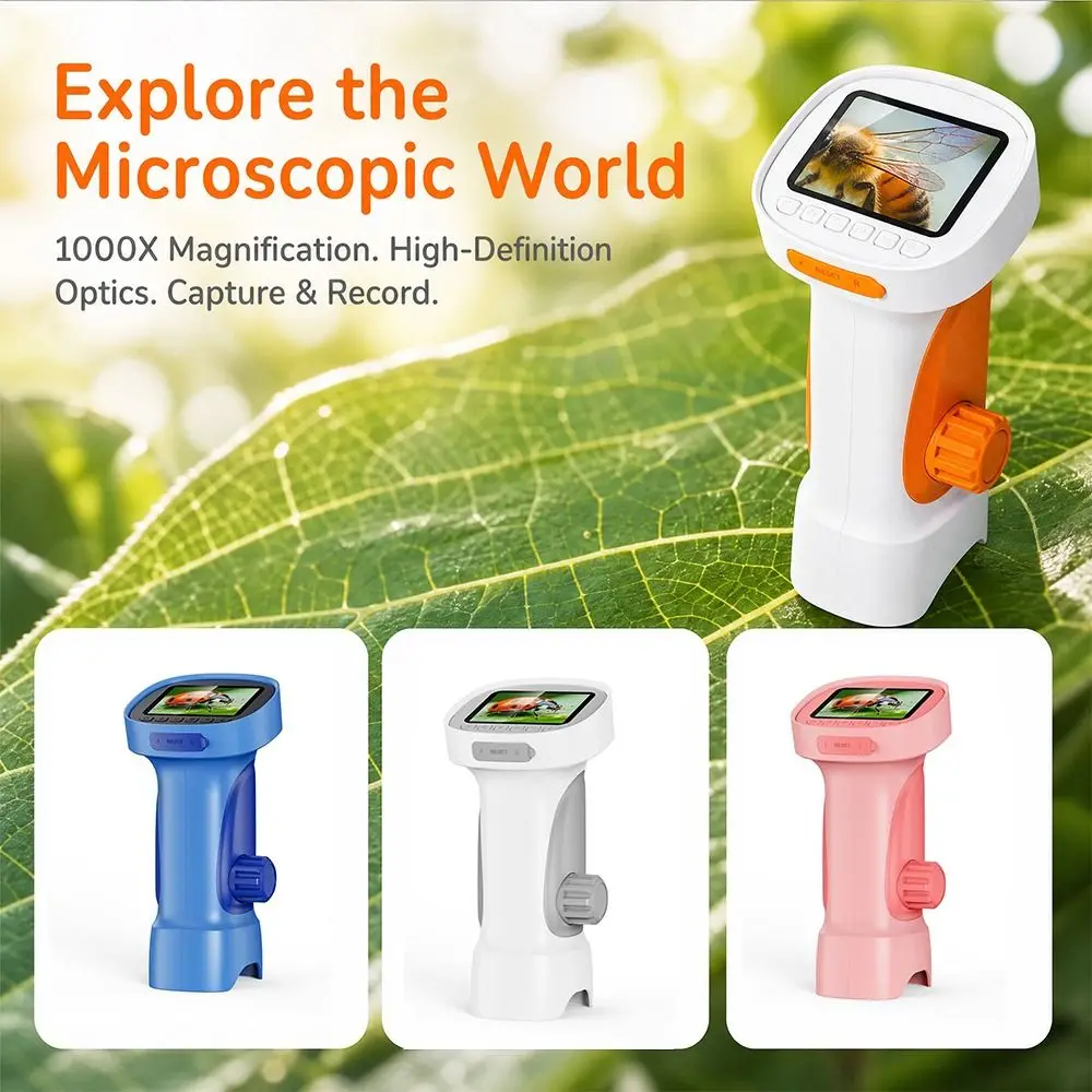 1000x Zoom Digital Microscope for IPS Screen Pocket Handheld Microscope 2.4 Inch Screen Rechargeable Mini Microscope Camera