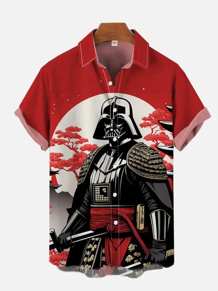 

Men Casual Vacation Aloha Shirts Full Print Japanese Samurai Graphic Hawaiian Shirt Casual Short Sleeve Cuban Shirts For Man
