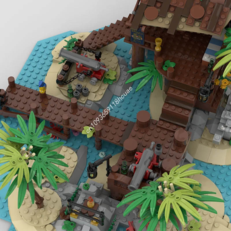 878PCS MOC Pirate A Alternative Build For The "Pirates Of Barracuda Bay" Island Model Building Blocks Stacking Bricks Creative