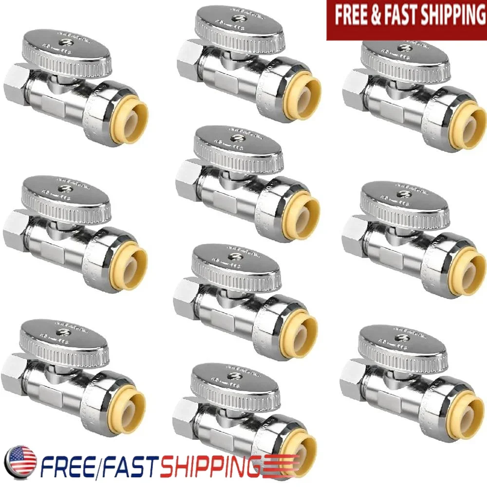 

10 шт., запорный клапан 1/2 дюйма PTC 3/8 дюйма, компрессионный прямой запорный клапан для воды, сантехника