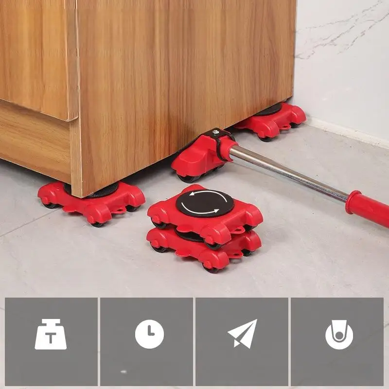 【CCA】5/8Pcs Universal Thickened Durable Lifting Helper Furniture Duty Furniture Lifter Mover Roller With Wheel Bar Moving Device