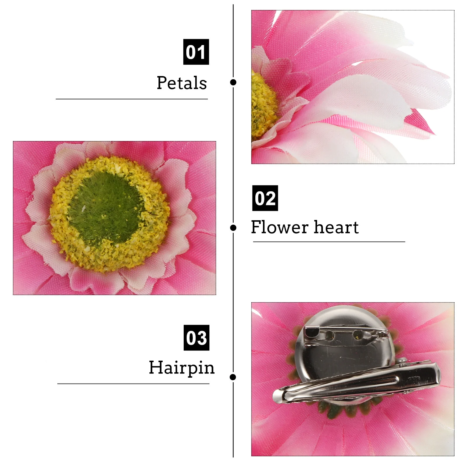 

12pcs Artificial Hairpins Floral Hair Clips For Kids Women Floral Headdress Festival Party Dress Up Accessories