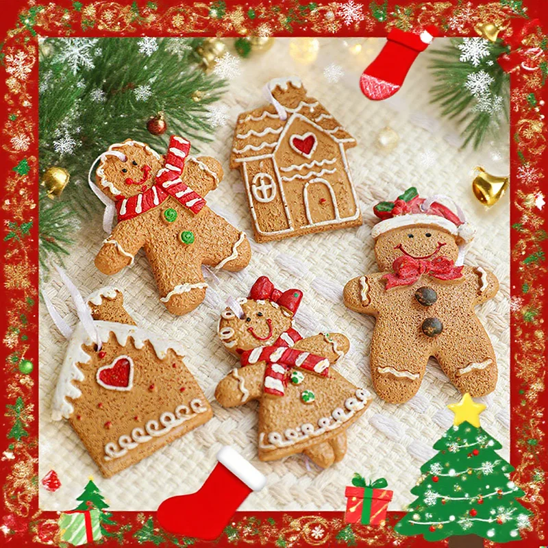 

Resin Gingerbread Man Christmas Ornaments 2025 News Xmas Tree Hanging Decoration for Navidad Home Holiday Party DIY Crafts Decor