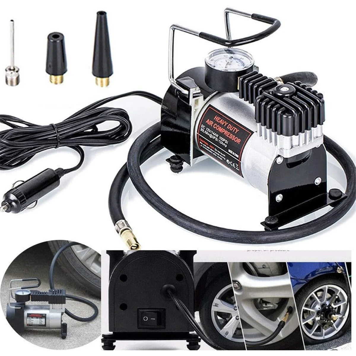 Car Pump 12V 120W 100PSI Portable Air Compressor Tyre Inflator Pumps 35L/Min