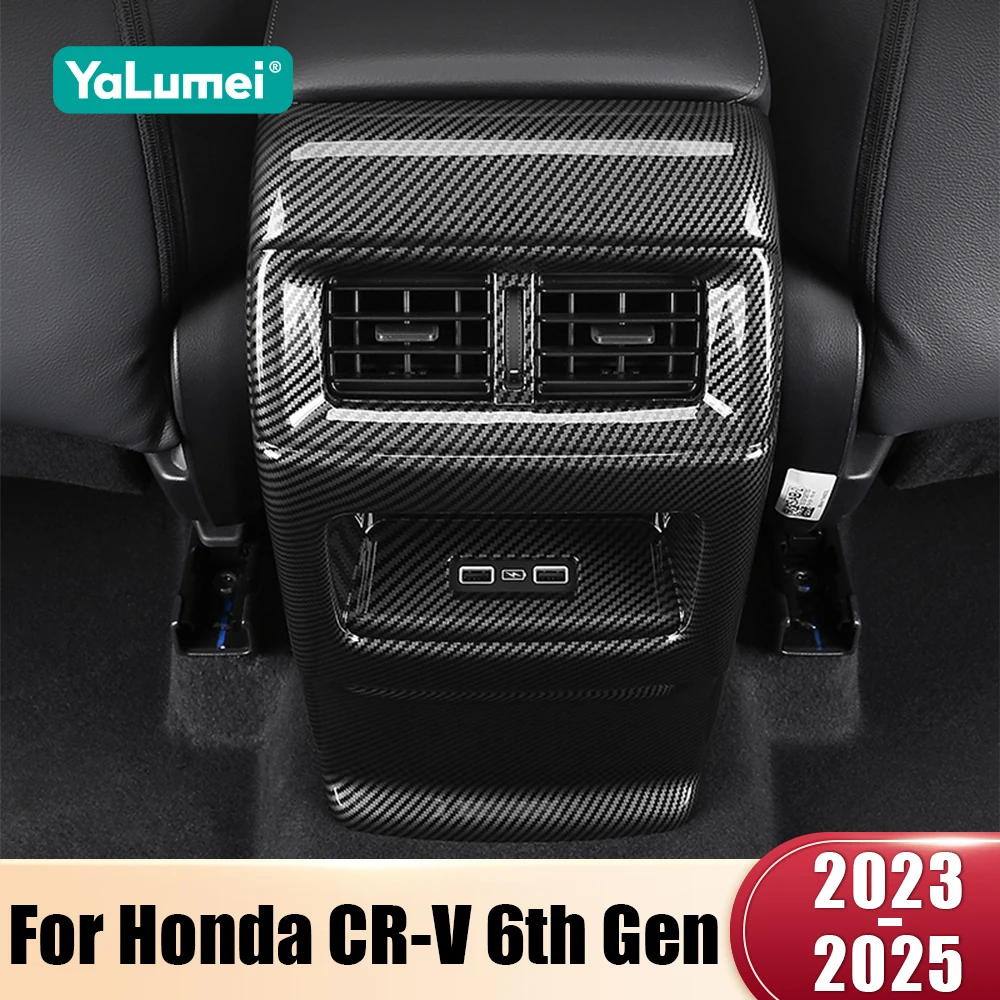 

For Honda CR-V CRV 6th Gen 2023 2024 2025 Hybrid ABS Car Interior Rear Armrest Air Outlet Trim Panel Pad Anti kick Cover Sticker