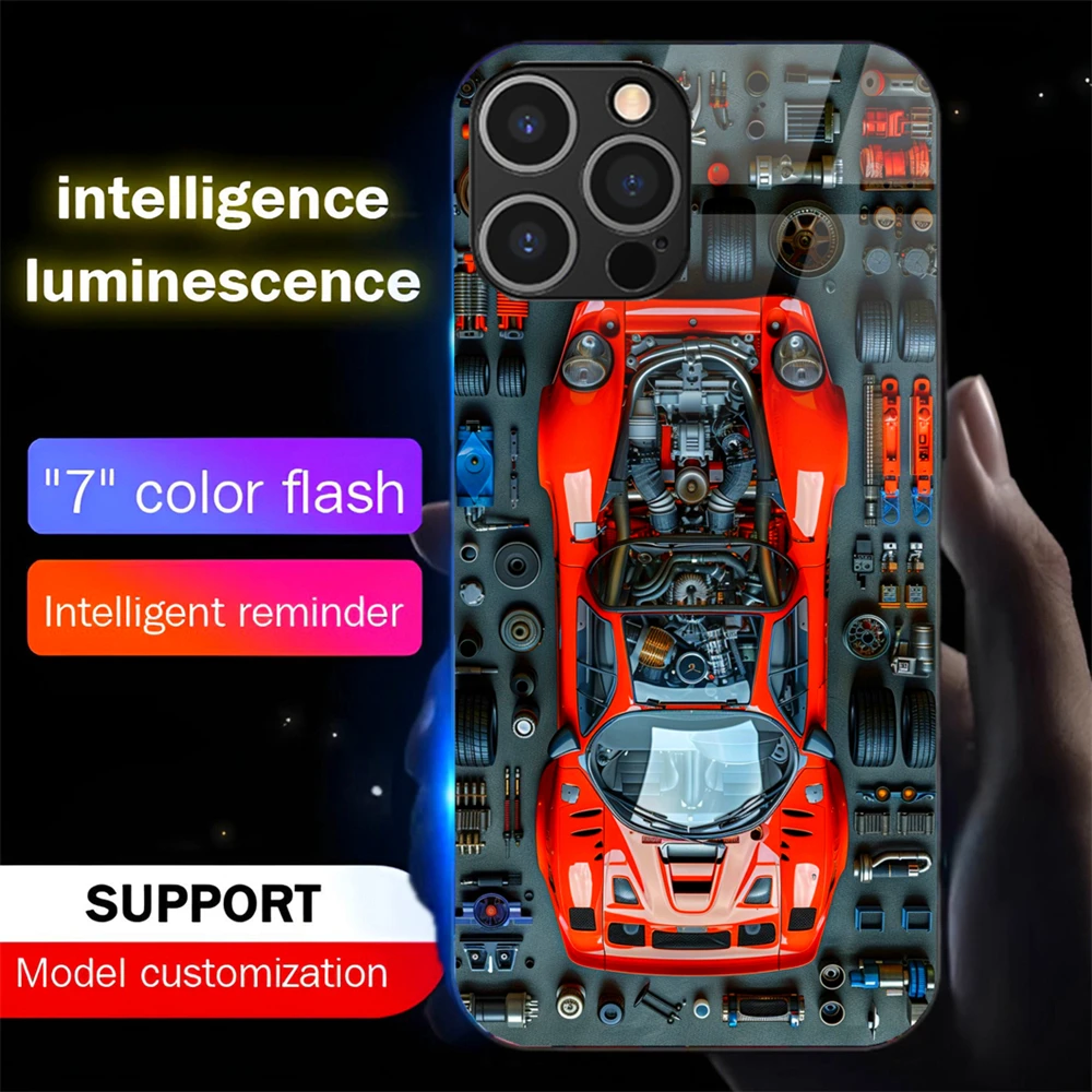 Punk Auto Parts Design Leuchtende Glas-LED-Telefonhülle mit Anruflicht und Blitzfunktion für Samsung S26 S25 S24 S23 S22 S21 Plus Ultra – Detail 15
