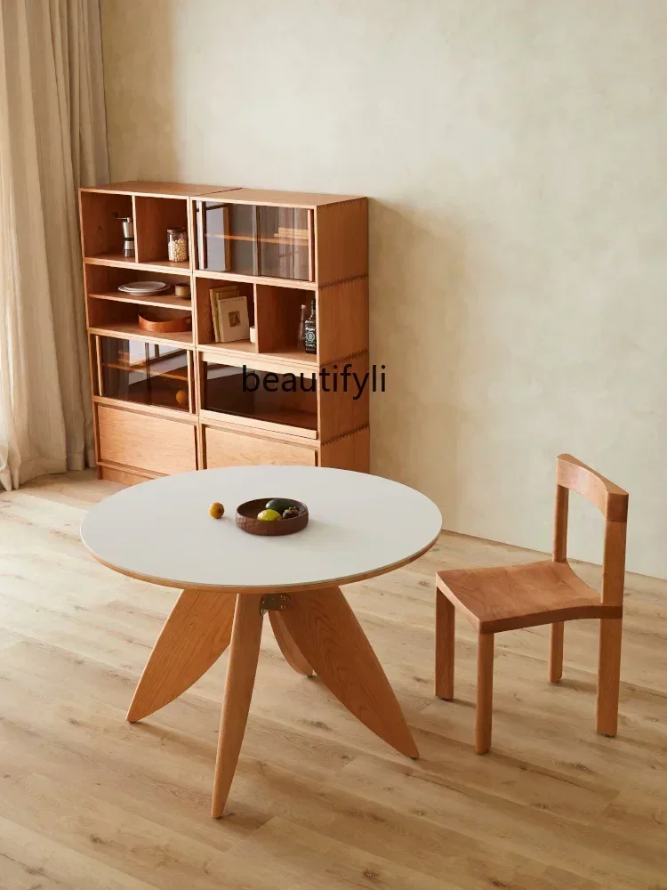 

Горячие продажи! Круглый обеденный стол в скандинавском стиле из массива дерева, простой ретро-стол для ресторана.