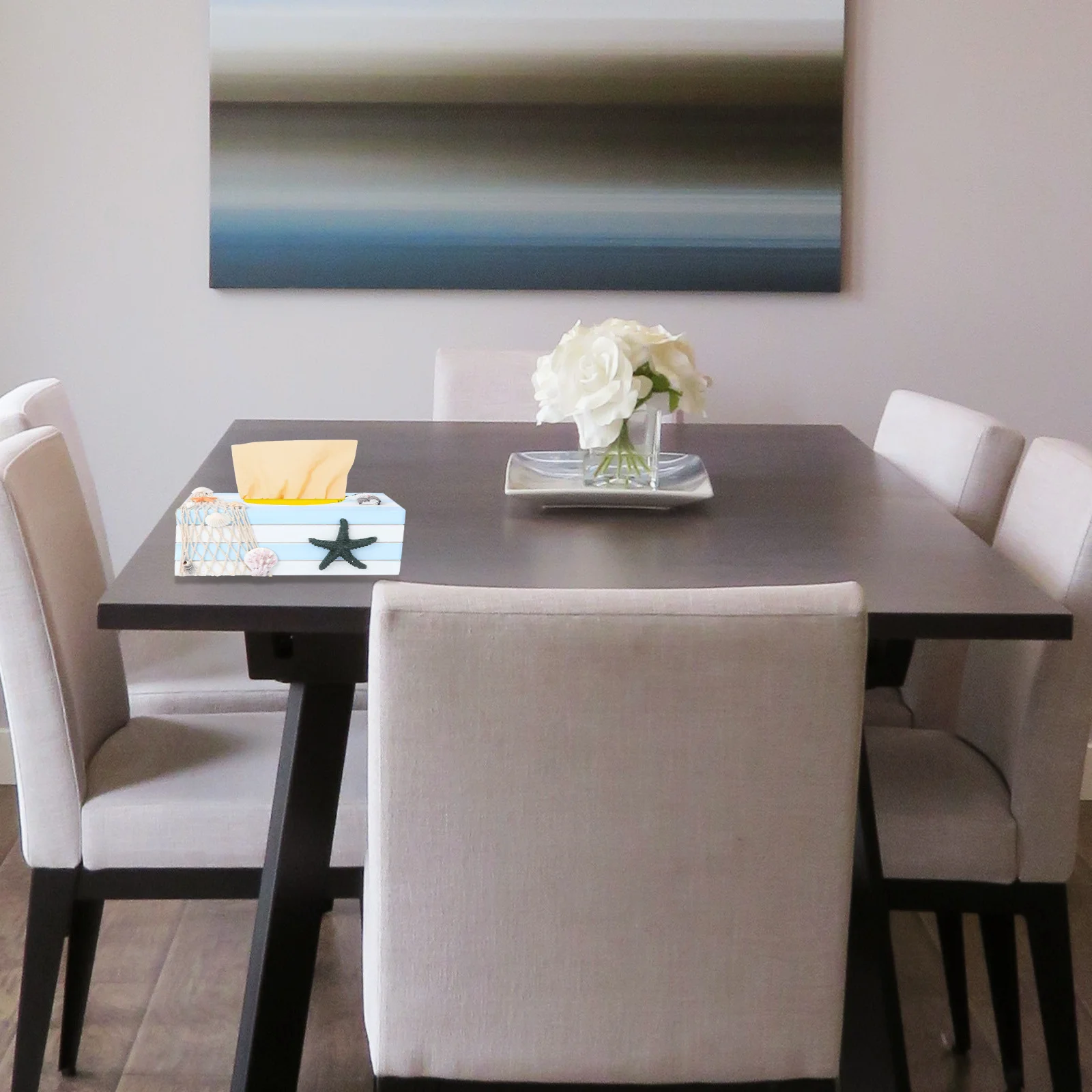 

1pc Mediterranean Style Box Storage Container For Home Office Hotel Desktop Use Tissue Case Tissue Storage Box Holder