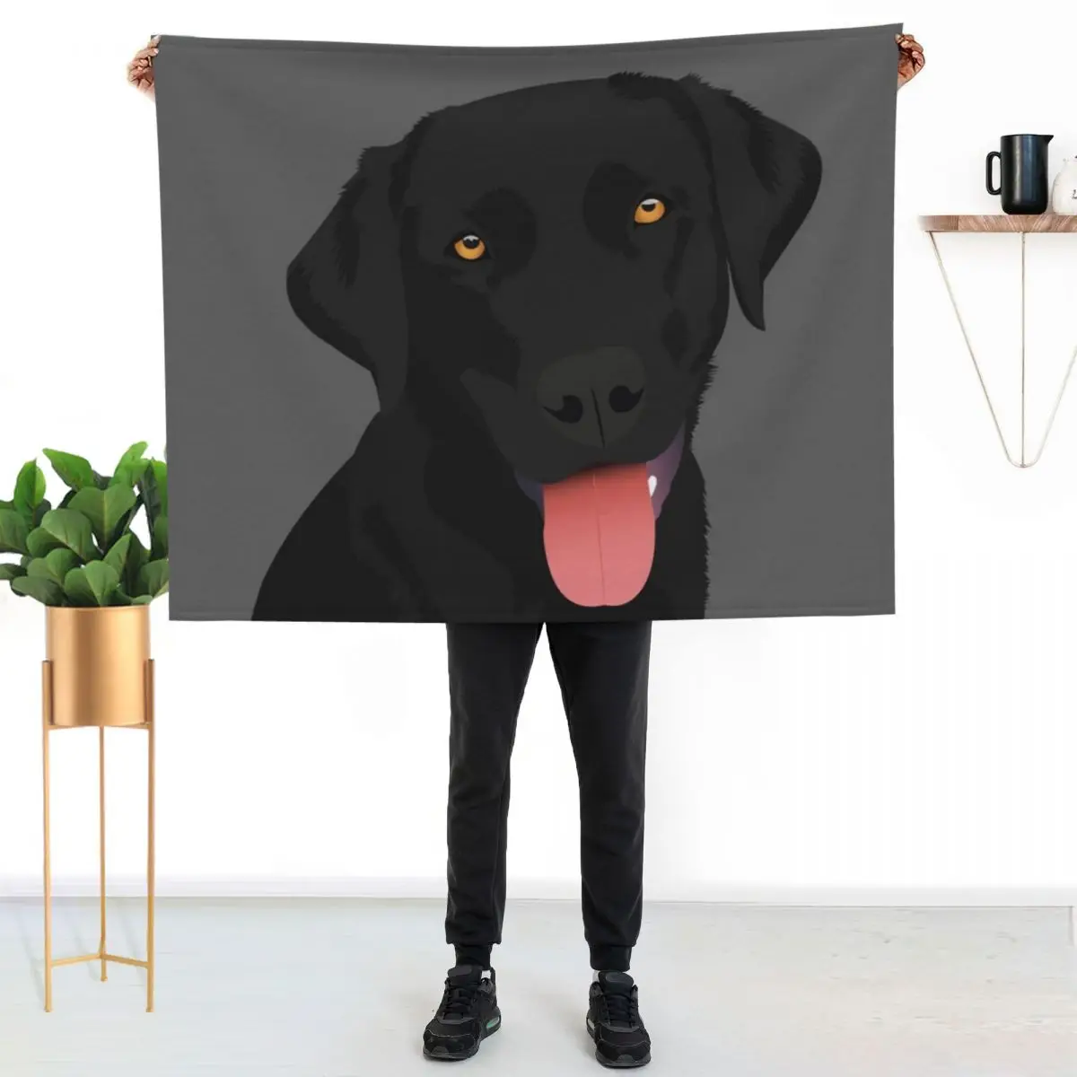 

Bruno the Black Lab Throw Blanket Modern Design Soft Blanket for Home Decor