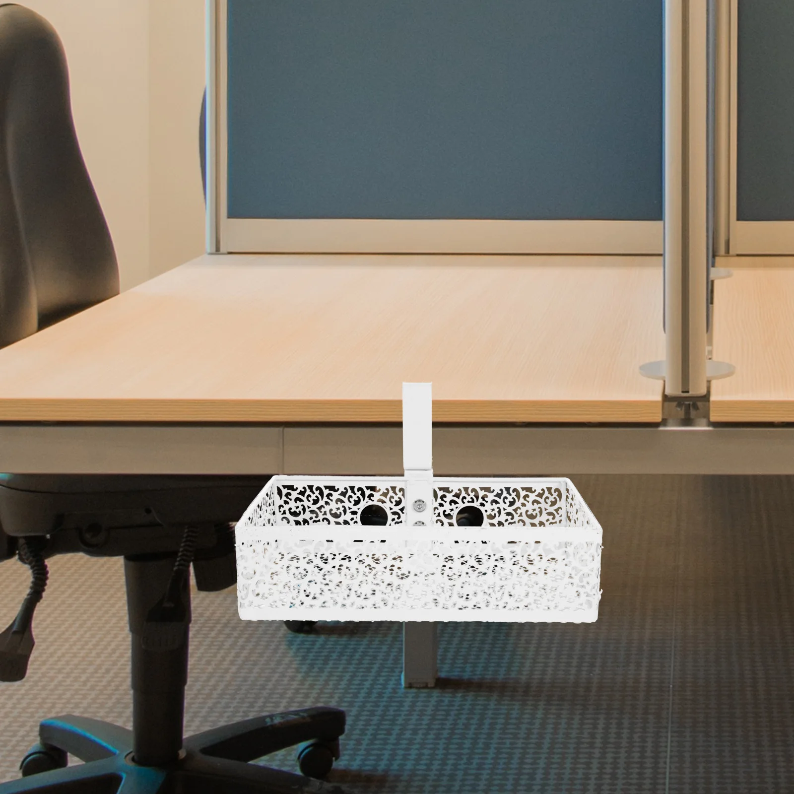 

Hidden Desk Edge Storage Basket Desktop Organizer Sturdy Large Capacity Office Storage Rack Under Desk Organizer