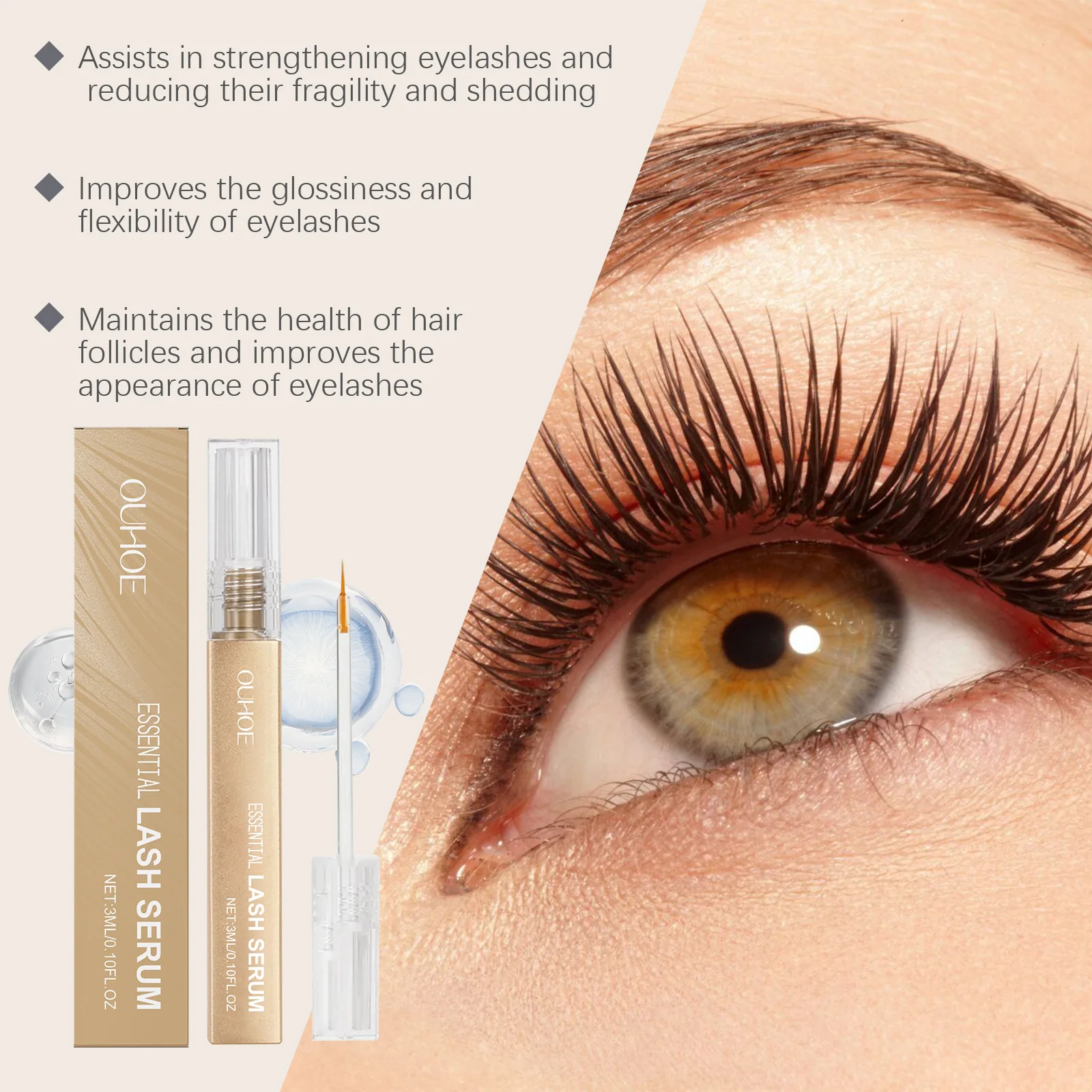 Serum na porost rzęs Odżywcze serum do rzęs Wzmacniacz brwi Naturalny wzmacniacz rzęs wydłużający i zagęszczający Dłuższe, gętsze rzęsy Urocze kosmetyki do oczu