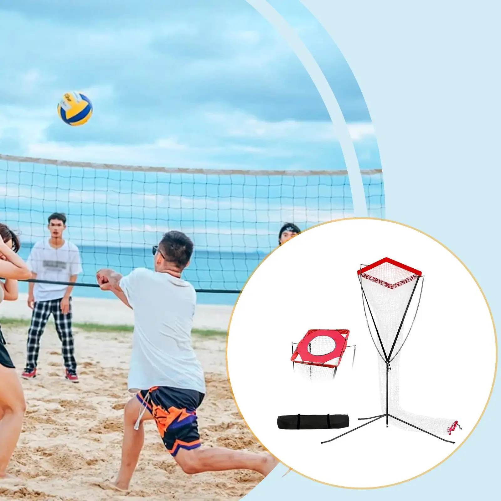 Volleyball Setter Training Net Adjustable Angle Height Easy to Assemble Self Practice Net Training Equipment for Serving Toss
