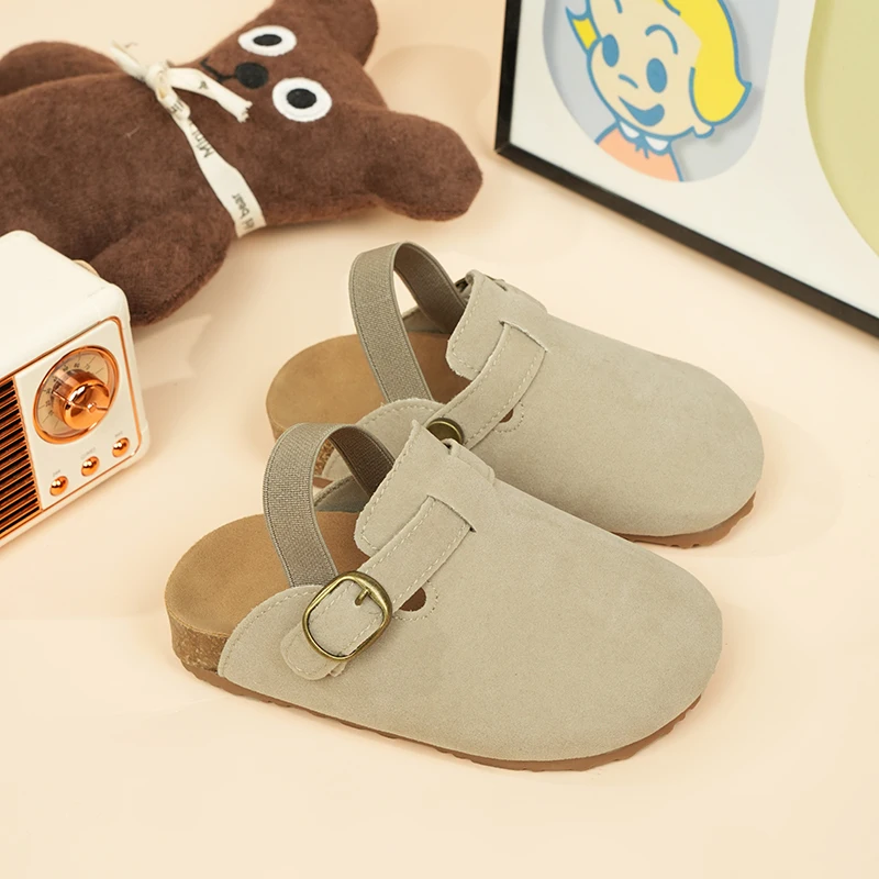 

2026 New Girl Boy One Step Flat Bottom Baotou Half Slippers Children Summer Outwear Round Head Half Slippers Lazy Shoes