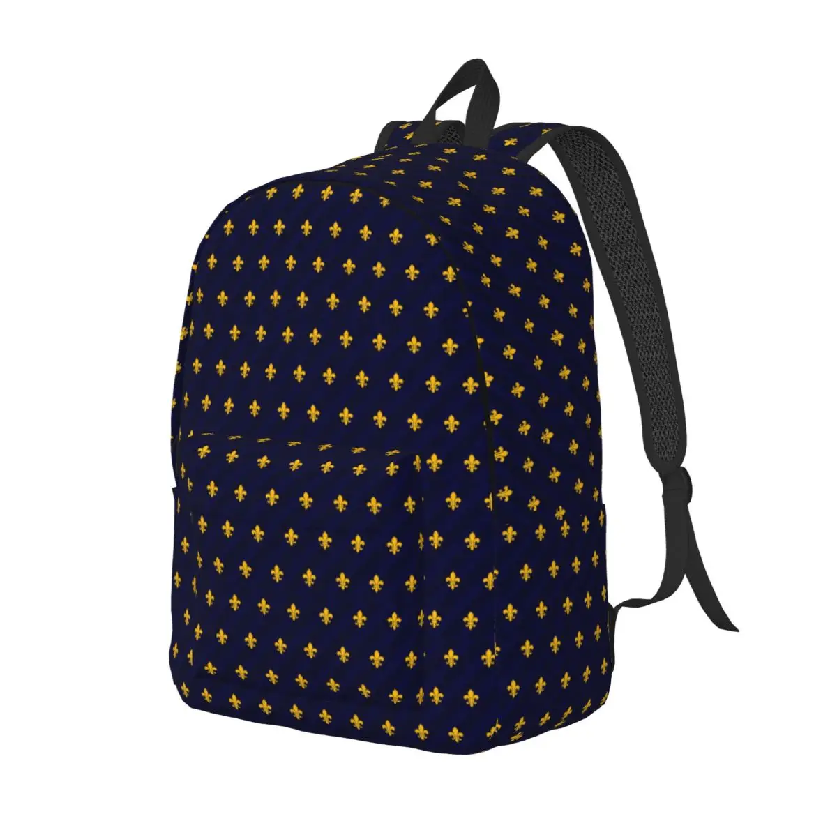 Fleur De Lys Gold Blue Student Backpack School Bag Hiking Travel Daypack for Men Women Fashion Bookbag Shoulder Bags