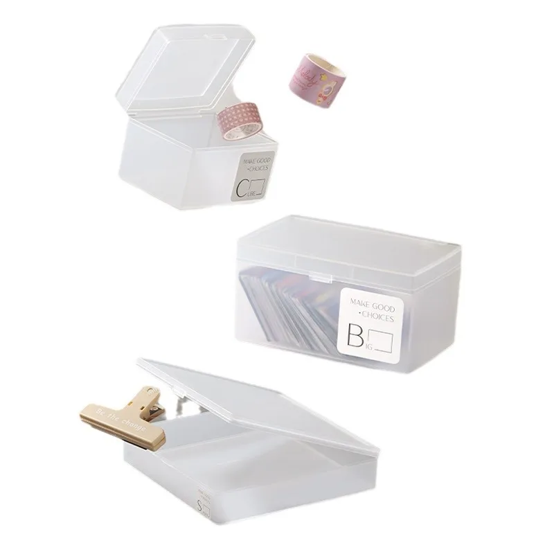 Sticker Box Small Plastic Container Storage Box Frosted Drawer Box For Travel Home Use Kids