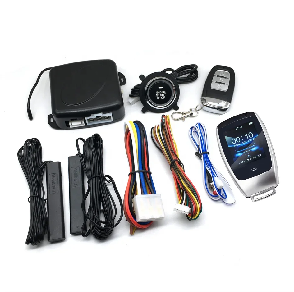 PKE Keyless Entry Car Alarms Start Stop Remote Start System with LCD Key