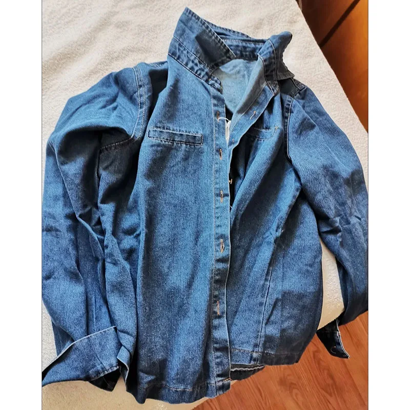 

Ladies Short Jeans Jacket Spring Autumn Single Breasted Cardigan Denim Shirt Women Laper Collor Blue Denim Coat Wild Tops