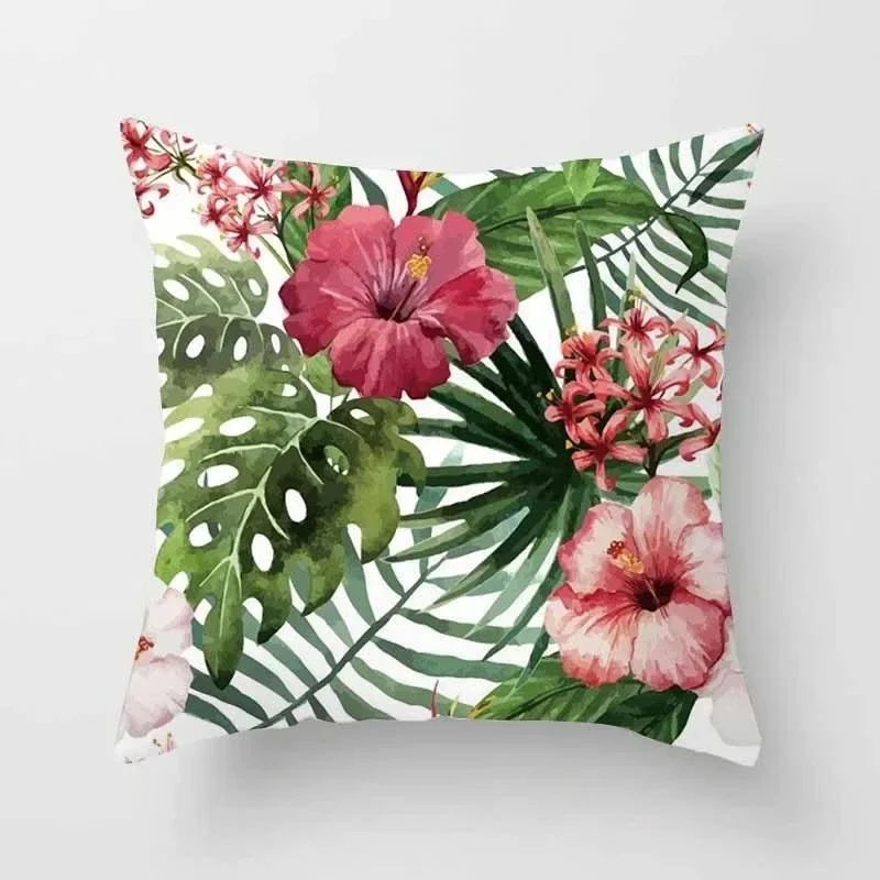 Tropical Forest Leaf Pattern 45*45 Cm Polyester Fiber Pillow Cover Home Decoration Sofa Pillow Cover