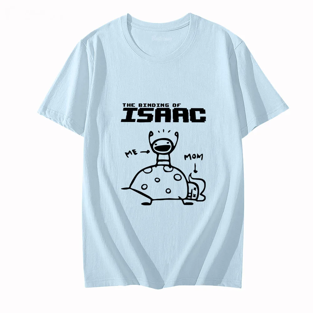 The Binding of Isaac Cartoon T-shirts Men Anime Letter Printed Tops Cotton Tees Fashion Manga Spring and Summer Slight Strech