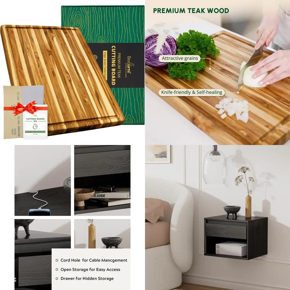 

Extra Large Teak Wood Cutting Board with Juice Groove and Hand Grip for Kitchen, XL 24x18x1.5 Butcher Block, Durable and Functio