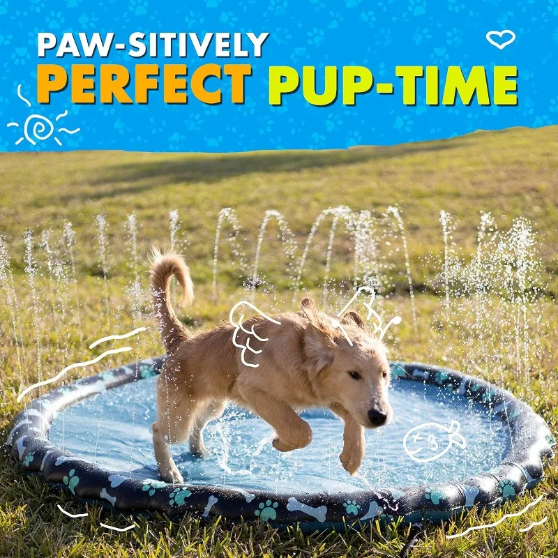 Non Slip Splash Pad for Kids and Dogs, Dog Water Summer Toys – Great Outdoor toys toddlers 1-3 ages 4-8 | Wading Pool Backyard