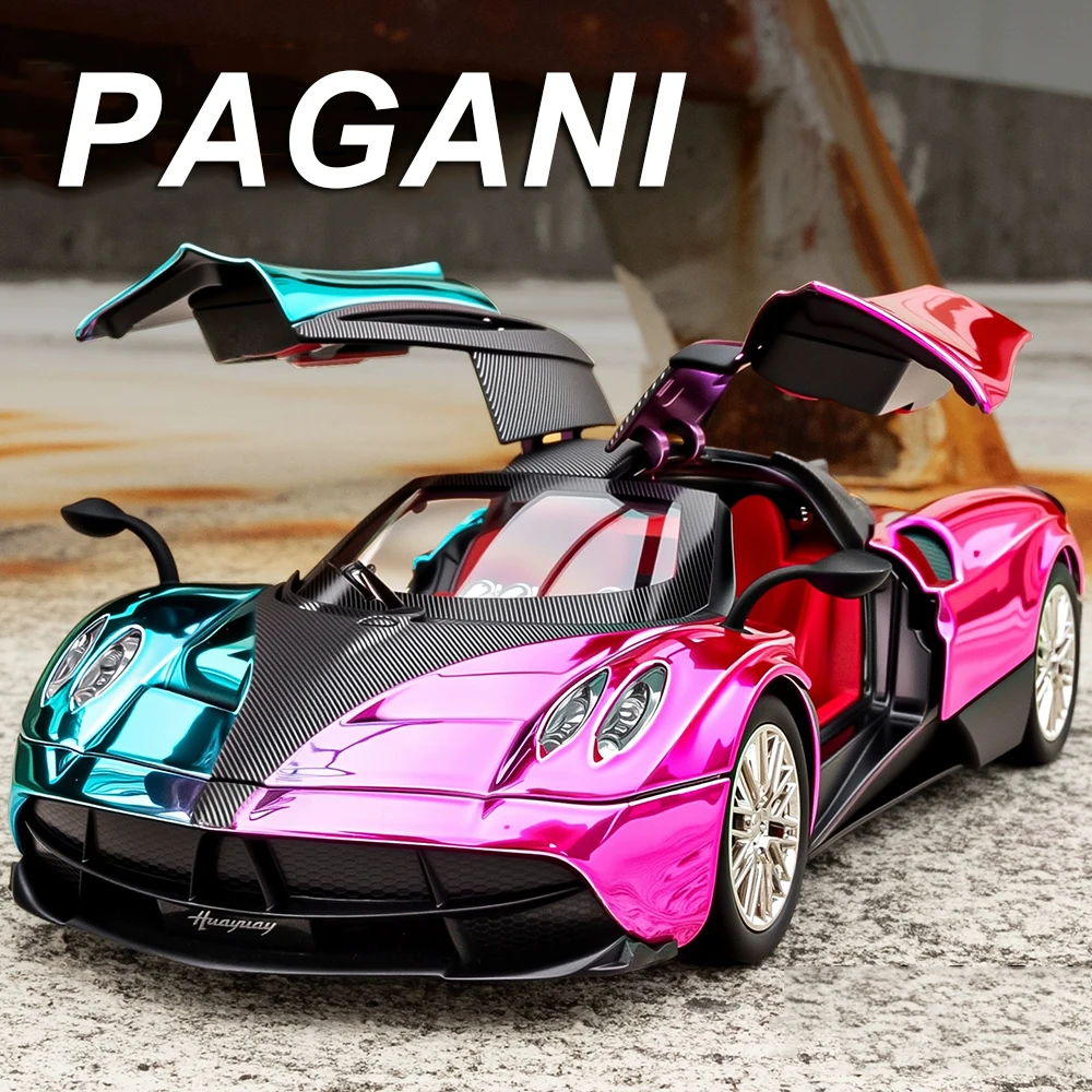 1:24 PAGANI Huayra Dinastia 720S modelo de coche deportivo en miniatura juguetes de aleación fundido a presión puertas abiertas sonido luz extraíble vehículo niño regalo