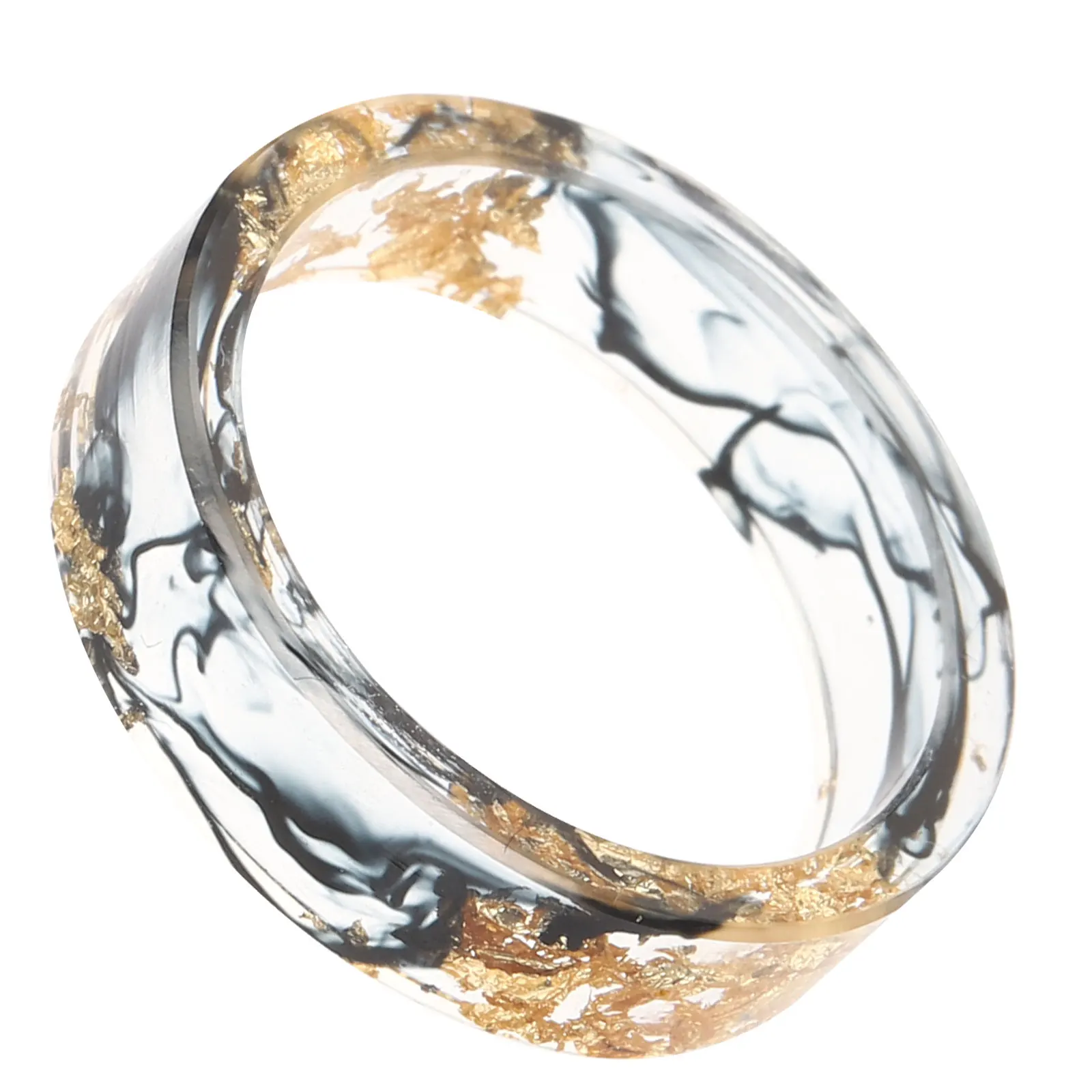 

Resin Gold Foil Stackable Trendy to Transparent for Women Women's Chunky