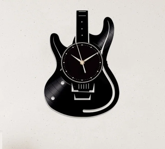 12 Inch Vintage Vinyl Record Wall Clock with RGB LED Lights, Suitable for Wall Decoration for Guitar and Rock Enthusiasts Gift