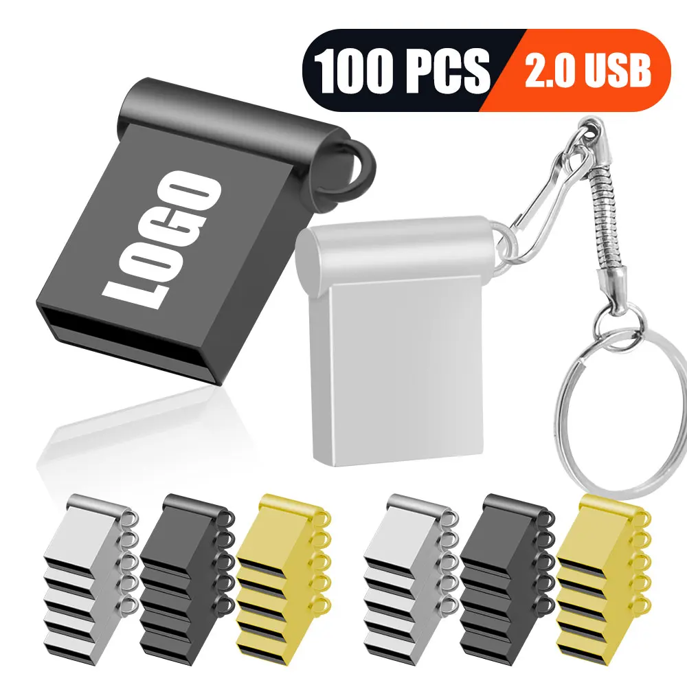 100pcs/lot Real Capacity Metal Waterproof USB 4gb 8GB 16gb 32GB 64gb Flash Drive Memory Stick for Fashion Gifts Logo Customized