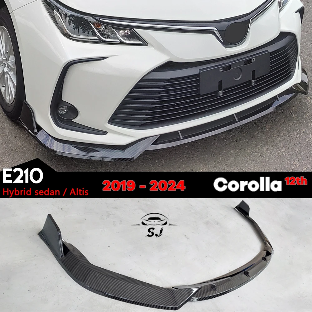 E210 czarny błyszczący rozdzielacz zderzaka z przednią wargą dla Toyota Corolla 12th 2019 - 2024 hybrydowy Sedan i Altis (nie dla Hatchback Touring)