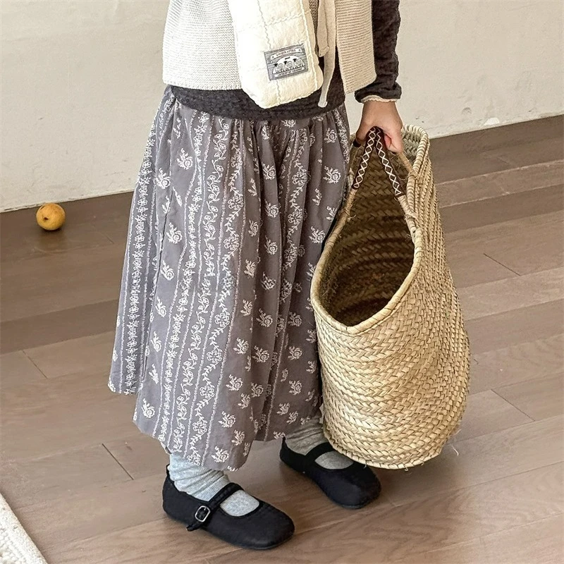 2025 Girls' Spring Wide Leg Pants for Baby Kids Autumn Clothing New Japanese and Korean Children's Cropped Pants Casual Pants