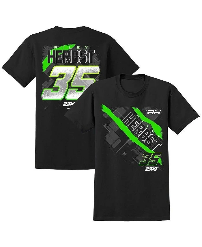 

Black Racing Tee Featuring Riley Herbst 35 Art Front and Back Patterns Trend Personality Short-sleeved 100-cotton Round Neck