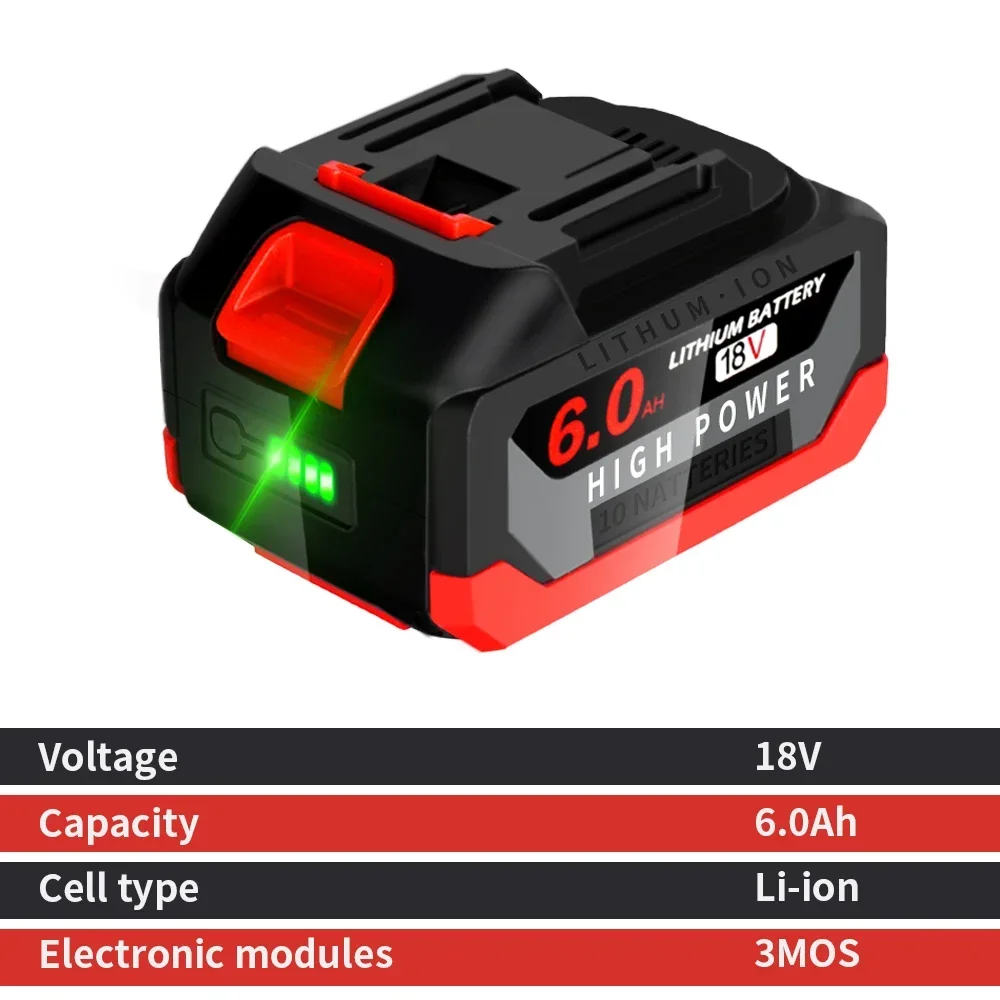 Rechargeable 18V 6.0Ah Lithium Ion With Charger With Display High Capacity For Makita Electric Chain Saw Power Tool Battery