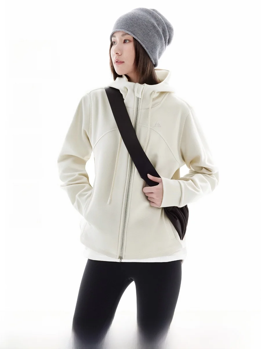 

Cloud Life Snowflake Cotton Hooded Zipper Jaet Women's Casual Sle Stand Fit Long Sve Polyester Blend Autumn Top