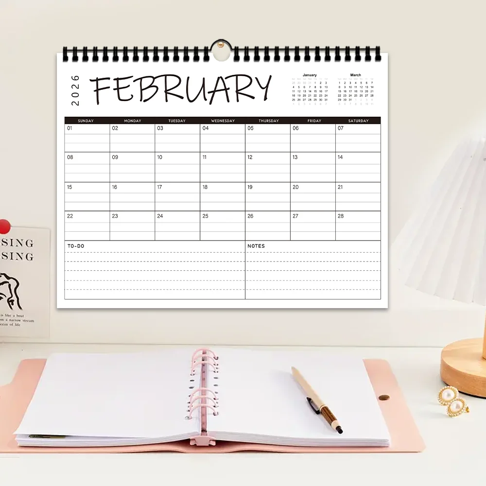 1 قطعة تقويم حائط 2026، تقويم بسيط باللونين الأبيض والأسود، مخطط شهري لمدة 12 شهرًا، هدية مثالية لأعياد الميلاد وأعياد الميلاد وعيد الميلاد #4