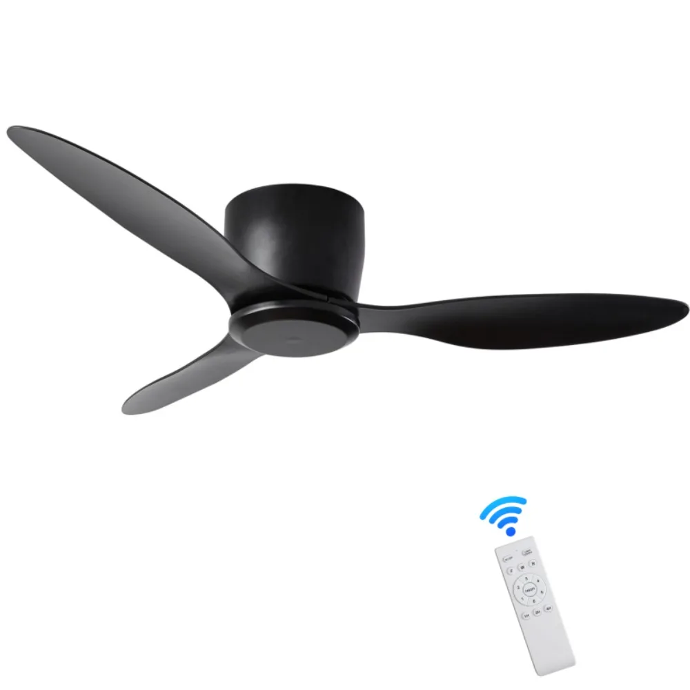 

42" Flush Mount Ceiling Fan Without Light, 3 Reversible Blades, With 6 Speeds Reversible DC Motor,Low Profile Ceiling Fan