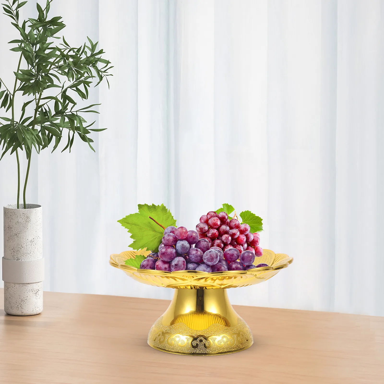Lotus Offering Plate Footed Temple Fruit Tray for Buddhist Worship Home Decor Tribute Dish Snack Dessert Serving Dish Elegant - view 5