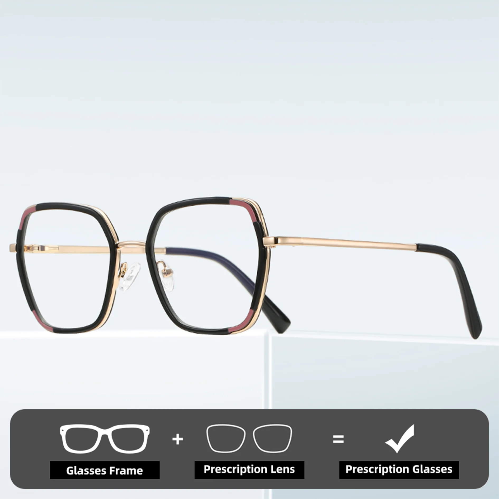 ダブルレジェンドトレンディフルメタルフレーム抗ブルーライトメガネ女性読書近視メガネ処方カスタマイズメガネ