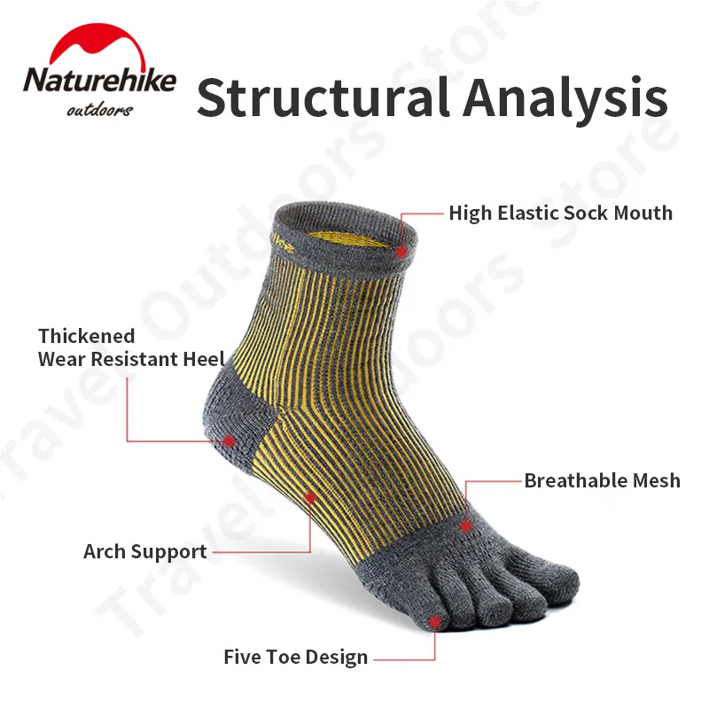 Naturehike 1 Pairs Wool Toe Socks Running Fitness Outdoor Sports Socks Winter Thickening Warm Men Women For Hiking Cycling