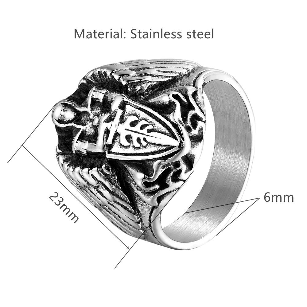 Men Norse Mythology Goddess Freya Rings Women Viking Antique Steel Knight Angel Wings Amulet Ring Scandinavian Male Jewelry Gift