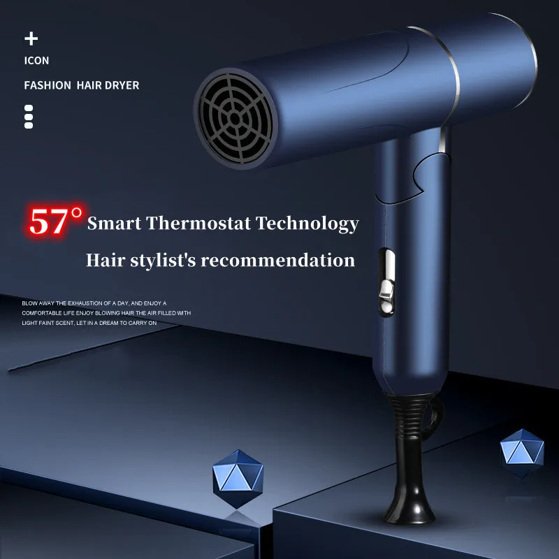 Secador de pelo profesional de iones negativos, luz azul de alta potencia, secador de pelo eléctrico plegable, herramientas para el cabello de salón