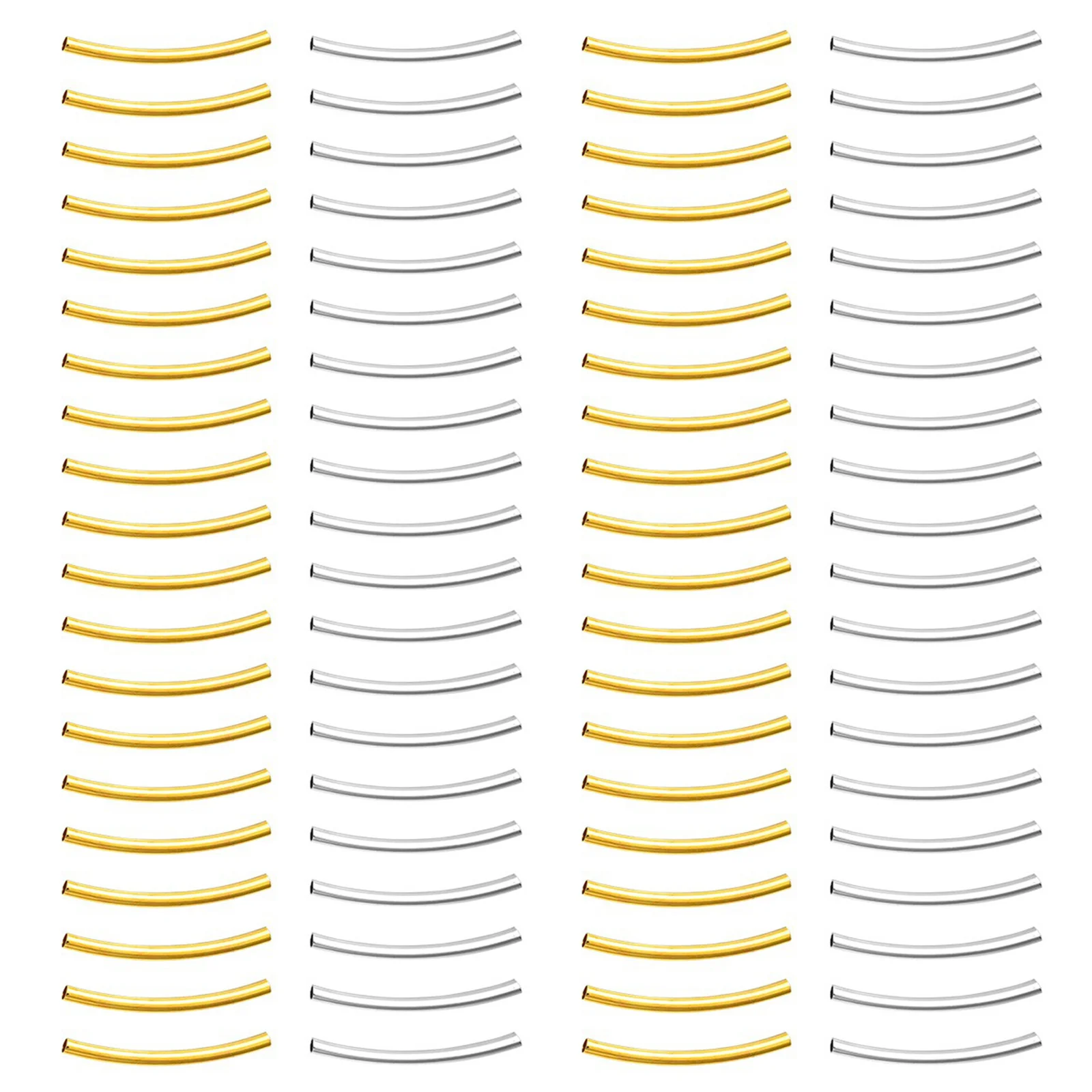 

100Pcs Copper Curved Tube Beads 25mm Long DIY Jewelry Making Supplies Tube Spacers Bracelets Necklaces Anklets